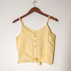 Le Lis | NWT Linen Blend Front Knot Tank Top - Yellow, Size Small